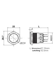 22mm Waterproof Momentary/Latching Stainless Steel Metal Door Bell Bell Horn Power Push Button Switch Auto Car Engine Start