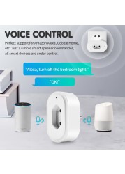 Aubess Brazil WiFi Smart Plug 16A Smart Socket with Timer Power Monitor SmartLife APP Voice Control Works for Google Home Alexa