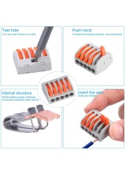 60pcs/set Terminal Block Spring Lever Nut Terminal Blocks Reusable Electrical Cable Connector Wire Home Tools of Insulating Solder