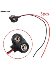 New 5pcs/lot 9V Battery Clips 15cm Black Red Connection Cable Connector Buckle