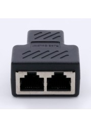 10pcs/lot RJ45 Network Cable 8P8C Splitter Coupler Connector Ethernet Extension Adapter 1xFemale to 2 Ways Adapter