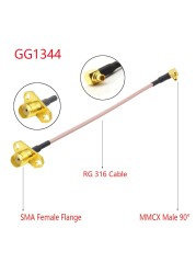 10pcs RG316 Coaxial Cable MMCX to SMA/RP-SMA Female Flange Panel Mount FPV Antenna Extension Cord for TBS Unite Pandark VTX