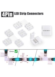 101pcs 4 Pin 10mm Connector Terminal Splice L T I Shape for RGB 5050 LED Strip Jumper Wire Connector Adapter Accessories Kit