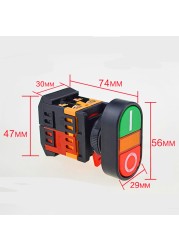 Self-adjusting Yellow Double Pointer Push Button Switch 10A AC220V