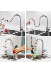 Brushed Nickel Touch Kitchen Faucets With Pull Down Sprayer Automatic Sensor Kitchen Mixer Tap Hot Cold Pull Out Touch Faucet