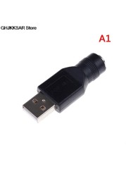 1pc Female Jack to USB 2.0 Male Plug/Female Jack 5V DC Power Plugs Connector Portable Adapter Black Color 5.5*2.1mm