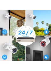 ZOSI H.265+8CH 5MP POE Security Camera System Kit 5MP HD Network Camera Outdoor Waterproof CCTV Home Video Surveillance NVR Set