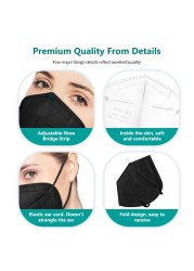 5 Layer Masks KN95 Black Masks ffp2fan FFP2 Masks CE Approved FP2 Mascarillas FPP2 Negras 95% Respirator Filter Kn95 Certificate