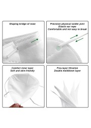 5-100pcs KN95 Mask White ffp2mask Adults 5 Layers FPP2 Kn95Mask Respirator Protective FFP2 Mascarillas CE approved FFP3