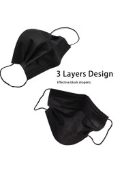 10-200pcs Adult Disposable Mask Black 3 Layer Non Woven Face Mask Shirogical Noir mascarillas negras trquejas homology adas
