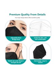 10-200pcs Black FFP2 Mascarillas FPP2 Negras Approved Masks 5 Layers Reusable KN95 Protective Face Mask ffp2fan CE Masque Noir