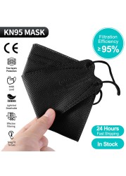 FFP2 Korean Adult Negras Fish KN95 Face Mask Respirator 4 Layer Mask Black Mask ffp2mascherina FFPP2 Reusable