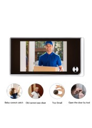 Awapow 3.5 Inch Video Doorbell 120 Degree Peephole Viewer Video Eye Doorbell Smart Home Outdoor Screen Visual Doorbell Camera