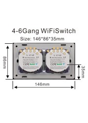 New ewelink wifi smart wireless switch 4-6 key touch switch APP remote control timing light switch compatible with Alexa Google