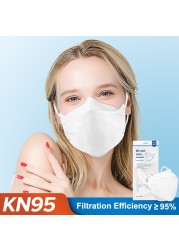 KN95 قناع 4 طبقات سلامة KN95 أقنعة غبار FFP2 تنفس تصفية FFP2Mask الوجه قناع واقٍ الغبار FFP2 FFP3