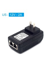 PEGATAH PoE Adapter Video Surveillance DC12V/15V/24V/48V Plug EU/US/UK Plug for POE Poe Camera Power Adapter for IPC Camera