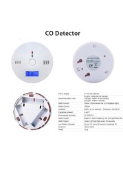 2 in 1 Wireless Carbon Monoxide Smoke Sensors Co Toxic Gas Leak Detector 85dB Built In Voice Promp Digital Color LCD Display