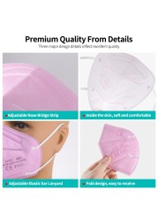 5-100pcs Pink KN95 Masks For Adult Masacarillas FPP2 Approved ffp2Mask Protective Respirator FPP2 Mask FFP2 Face Mouth Mask