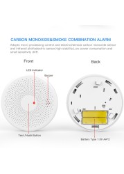 WIFI 2 in 1 Smoke Carbon Monoxide Combo Detector CO Gas Smoke Alarm Sensor 85DB Sound Alarm Tuya Smart Security Alarm System