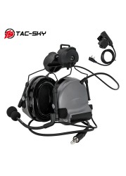 TAC-SKY COMTAC II Helmet Holder Silicone Earmuffs Noise Reduction Pickup Tactical Headset & Walkie Talkie PTT Adapter U94PTT