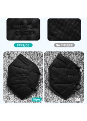 KN95 5 Layer FFP2 Mask Black Respirator Mask CE Approved FFP2, FPP2 FP2