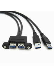 عالية السرعة المزدوجة ميناء Usb 3.0 ذكر إلى أنثى برغي قفل لوحة جبل تمديد تمديد الحافة كابل بيانات الحبل 0.3 متر/0.5 متر/1 متر/1.5 متر