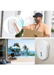 Awapow Outdoor Wireless Doorbell Self Powered Smart Doorbell Home Ring 150M Remote Receiver Emergency Call Alarm Safety Kits