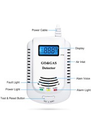 Standalone Carbon Monoxide Gas Detector Gas Detector Gas Alarm Sensor Methane Propane Gas Leak Detector EU Plug LCD Security