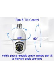 1080P Wireless 360 Rotate Auto Tracking Panoramic Camera Light Bulb WiFi PTZ IP Camera Remote Security E27 Cam