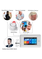 2022 PGST 433MHz All Touch Screen Wireless WIFI GSM Card Rfid Burglar Smart Home Security Alarm System DIY Alarm TUYA Smart Life