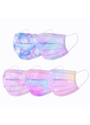 10-100pcs Space Galaxy Print Disposable Mask For Adults 3 Layer Non-woven Face Mask Earloop Mascarillas Star Tie-dye Fast Delivery