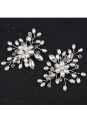 2pcs/pair Elegant Fashion Rhinestone Pearl Shoes Clips Female Flower Dress Hat Wedding Party High Heels Charm Ornaments