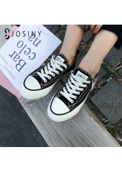 JOSINY 2022 Women's Canvas Thick Sole Flat Shoes Black Simple Style Casual Sneakers Female