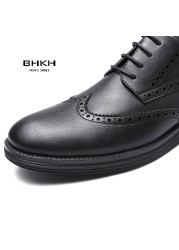 BHKH 2022 Genuine Leather Dress Shoes Comfortable Men Casual Shoes Smart Business Office Work Lace-up Men Shoes