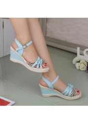 summer platform open toe strap sandals for women knotted wedges shoes ladies ankles binding high heels bridesmaid dress sandals