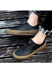 Men's formal shoes fashion sneakers non-slip genuine leather outdoor comfortable stylish low-cut casual flat sneakers