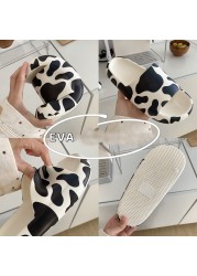 Cute Cow Slippers Female Summer Home Indoor Slippers Slides Non-slip Bath Shoes Beach Sandals Outdoor Comfortable Platform