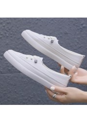 2021 Low Platform Sneakers Women Shoes Female PU Leather Walking Sneakers Loafers White Flat Slip On Vulcanize Casual Shoes