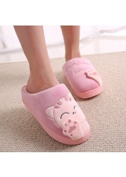 Women Winter Home Slippers Cartoon Cat Shoes Soft Plush Warm Indoor Slippers Bedroom Lovers Couples Dropshipping