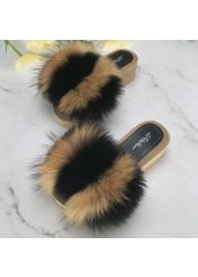 Luxury Woman Platform Shoes Women Wedges Slippers Female Fluffy Slippers Women's Sandals Heel Flip Flop Sandal Summer New 2022