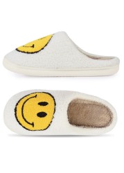 Winter Women Slippers Fluffy Smiley Face Slippers Fur Warm Couple Cotton Shoes Home Indoor Thick-soled Non-slip Floor Shoes 2022