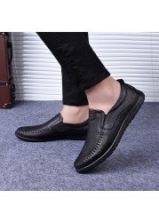 Men's genuine leather shoes moccasin slip-on shoes casual driving shoes