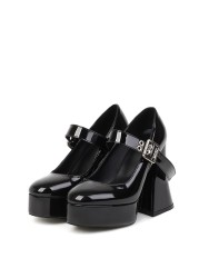 2022 spring new sexy women black high heels thick-soled fashion wedding shoes strap buckle waterproof platform party office