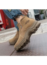 Crush-proof insurance safety shoes non-slip wear-resistant high-grade winter safety shoes cowhide plus cashmere safety shoes