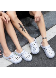 Airavata 2021 New Sandals Hole Shoes Couple Clogs Slippers Summer Men Women Beach Flat Hollow Out Smiling Face Buckle