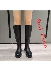 FEDONAS 2022 Za Ins Hot Women Full Cow Leather Knee High Heel Boots Motorcycle Warm Boots Punk Long Boots Woman Big Size Boots