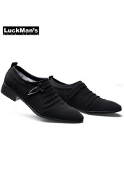 Men's Pointed Toe Casual Moccasin Shoes Lace Up Breathable Office Shoes Large Size