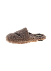 indoor women fluffy slippers winter soft slip on house crinkle fur slippers sunflower style non-slip short plush flat shoes