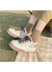 bandana shoes summer 2022 fashion patchwork plaid women casual espadrilles students daily wear lace up canvas sneakers