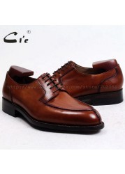 Cie-Men's Genuine Calfskin Leather Outsole Handmade Breathable Leather Brown Goodyear D143 Free Shipping